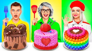 Me vs Grandma Cooking Challenge! Cake Decorating Challenge Hacks and Gadgets by YUMMY JELLY