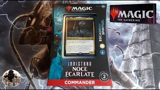 I open the Spiritual Squadron Commander deck of the Innistrad Crimson Vow edition