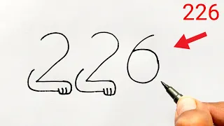 How to draw cat from number 226 | Easy cat drawing | Number drawing