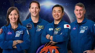 International astronaut crew arriving at Kennedy Space Center ahead of liftoff