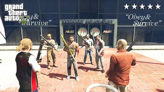 GTA 5 - Franklin And Friends FIVE STAR HOMING LAUNCHER COP BATTLE! (GTA V Funny Moments)