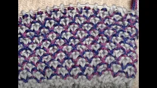 How to knit the two-color pattern Gloria, just two rows, lazy jacquard, Socks