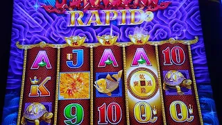 Lonewulfrick # 171 - 5 DRAGONS RAPID SLOT MACHINE - 7 BONUSES AND FISH SWIMMING MAKES FOR HUGE WIN!!