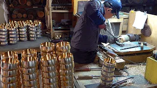 Process of making the finest brass bowl. 100 year old metal foundry.