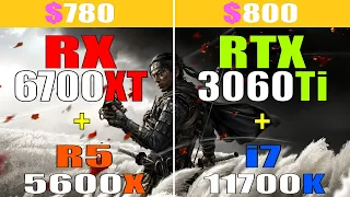 RYZEN 5 5600X + RX 6700XT vs INTEL i7 11700K + RTX 3060Ti || PC GAMES TEST ||