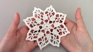 Салфетка/снежинка крючком для начинающих/crochet snowflake for beginners