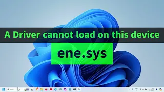 A Driver Cannot Load on This Device {Driver ene.sys} Simple FIX