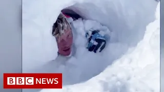 Utah avalanche: Amazing escape of snowmobilers - BBC News
