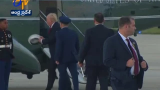 Watch | Trump stops to pick up and return Marine's hat blown off by the wind