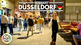 Düsseldorf Germany, Summer Night Walk in August 2022, 4K-HDR Nightlife Walking Tour