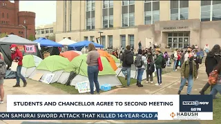 Students meet with university officials as protests enter fourth day