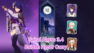 C0 Raiden Hyper carry - New Spiral Abyss 3.4 - Floor 12 9 star