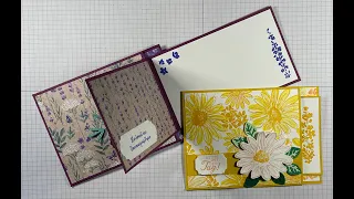 Flip Flap Karte mit dem Set "Charmante Gänseblümchen" und selbstgestempeltem Designerpapier