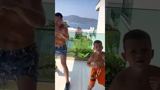 Petr Yan and his son shadowboxing