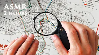 ASMR 2 hours Magnifying Glass & Transit Map Tracing