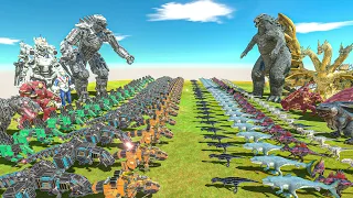 Modern War - Robot Dinosaur + Type 3 Kiryu x Mechagodzilla VS Godzilla x King Ghidorah + Dinosaur