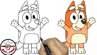 how to draw bingo from Bluey step by step easy