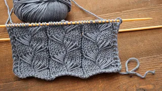 Узор с вытянутыми петлями спицами 🔮 New knitting pattern