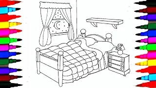 Coloring Pages Bedrooms l Bedsheet l Curtain Drawing Pages To Color For Kids l Learn Rainbow Color