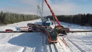 Таймлапс: Подъём Штадлера после крушения 1 / Time lapse: Lifting of Stadler train after an accident