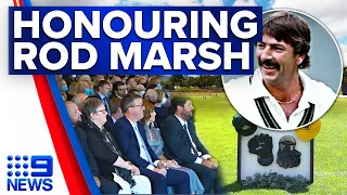 Cricket legend Rod Marsh farewelled in private funeral at Adelaide Oval | 9 News Australia