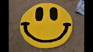 ASMR Rug Tufting a Smiley Face Rug.