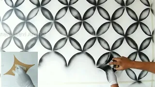 WALL PAINTING 3D DESIGN  / using BLACK SPRAY