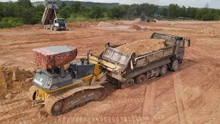 Episode33| Nice Operator Dozers Team Ft Dump Trucks Team Landfilling Stone Mixed Soil On Huge Area