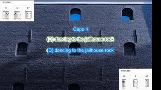 Jailhouse Rock (capo 1) by Elvis Presley play along with scrolling guitar chords and lyrics