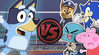 BLUEY RAP CONCERT! (Bluey vs Sonic The Hedgehog, Chase, Gumball, and Peppa Pig) | CARTOON RAP ATTACK