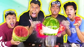 EXPLODING WATERMELONS CHALLENGE! (ft. @MoreWolfie @DavidParody @snackmarlin)