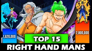 Top 15 Strongest RIGHT HAND MANS in One Piece Power Levels - SP Senpai 🔥