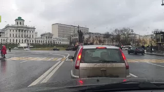 No traffic near Kremlin, waiting for important person - Перекрытие у Кремля. Кортеж мэра Собянина?