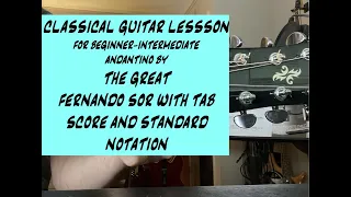 CLASSICAL GUITAR LESSON FOR BEGINNERS "ANDANTINO" SOR - PART 2-WAYNE THOMPSON GUITAR LESSONS LANC PA