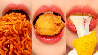 🍜🧀🍗Fire Noodles, Cheese, Fried Chicken Emoji Food Mukbang ASMR