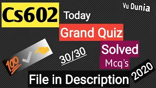 Cs602 Grand Quiz 2020 || 100% correct mcqs || made by Vu Dunia👈