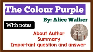 The Colour Purple by Alice Walker | summary | question and answer (American Novel)