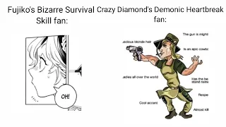 fujiko's bizarre survival crazy skill fan vs crazy diamond's demonic heartbreak fan