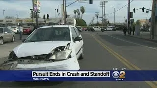 Pursuit Ends With Crash, Standoff In Van Nuys