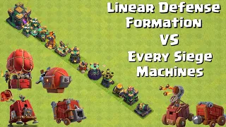 Linear Defense Formation vs Every Max Siege Machines - Clash of Clans