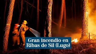 El incendio provocado en Ribas de Sil se acerca peligrosamente a las zonas habitadas
