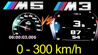 2021 BMW M3 G80 510 HP vs BMW M5 Competition 625 HP DragRace 0-300 |100-200km/h