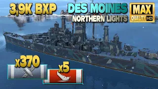 Cruiser Des Moines: 3,9k bxp on map Northern Lights - World of Warships