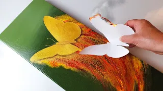 FIERY Butterfly Swipe - EASY + Stunning Painting Tutorial | AB Creative Acrylic Pour