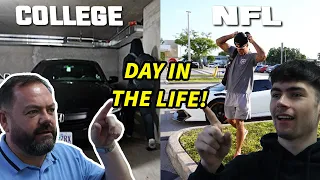 Day In The Life: NFL VS College! British Father and Son Reacts!