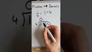 What's is 1/4 as a decimal? #maths #mathstricks #fractions #division #decimals #busstop #value