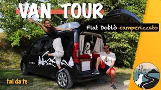 VAN TOUR | Fiat Doblò camperizzato fai da te | con bagno, doccia, frigo e pannello solare.
