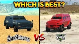 GTA 5 INSURGENT VS GTA SAN ANDREAS FBI TRUCK  WHICH IS BEST