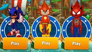 Sonic Dash - Sonic EXE vs Sonic Flash vs Spiderhog Mods - All 60 Characters Unlocked Gameplay