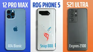 Speed test + Render test: ROG Phone 5 - iPhone 12 Pro Max - Samsung Galaxy S21 Ultra